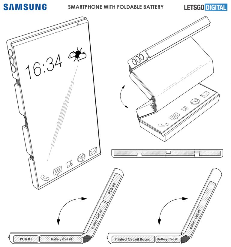 galaxy patent for foldable battery