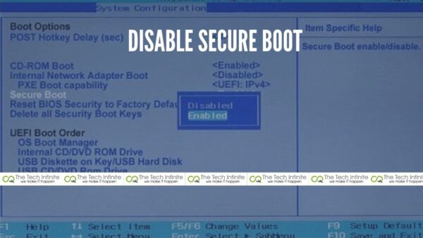 disable secure boot windows 10